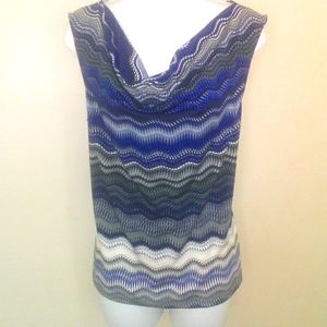 Tahari Arthur S Levine Blue Chevron Print Top Size Extra Large Petite